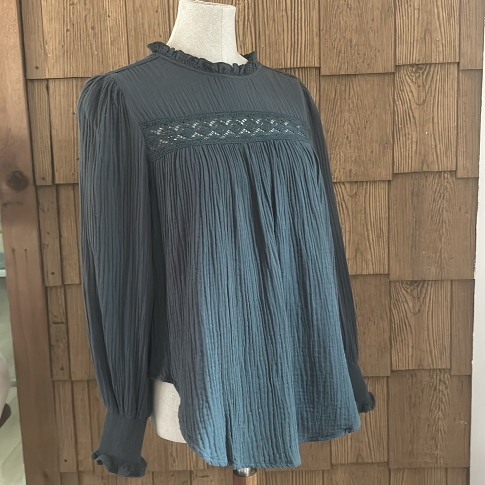 Casual Gauzy Peasant Top size M - Picture 4 of 10